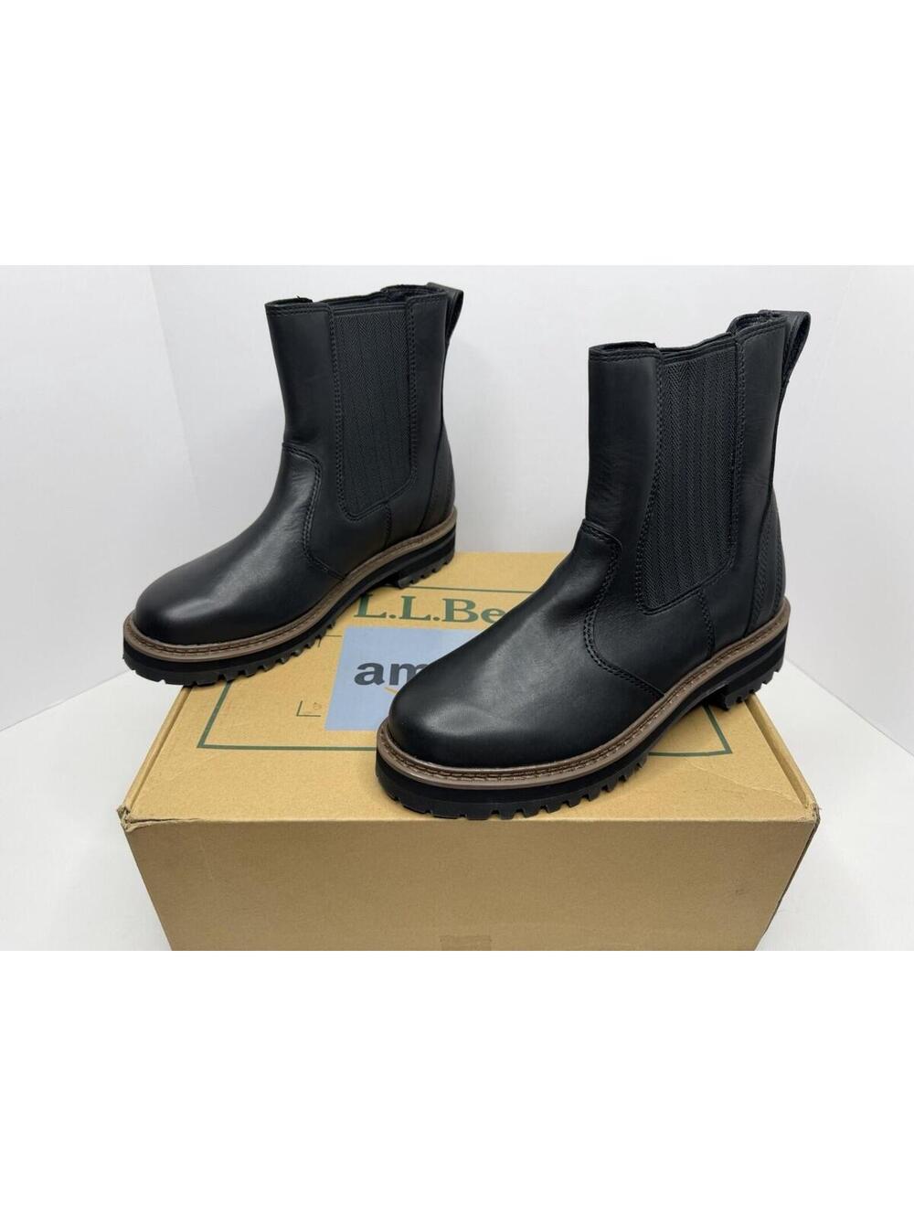 NEW Women's L.L.Bean Size 9.5 Black Leather Camden Hills Chelsea Boots